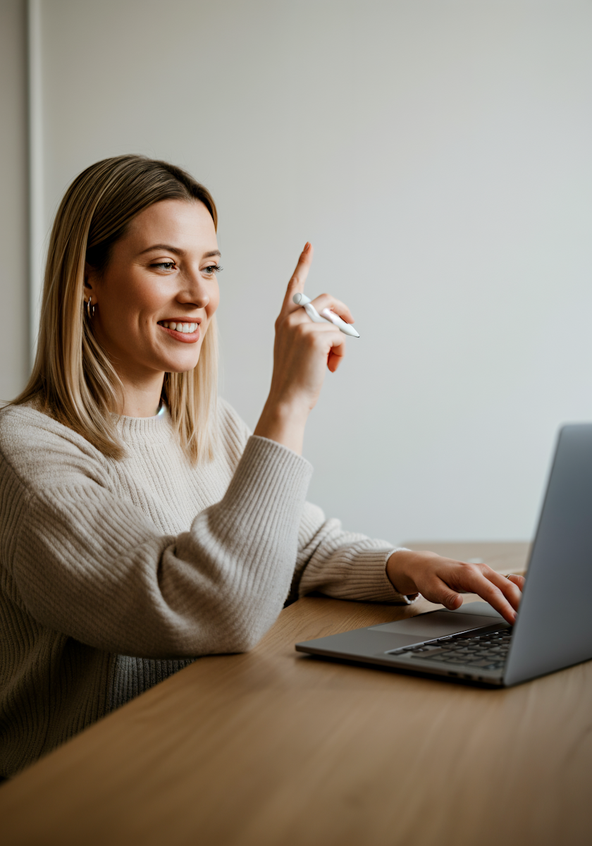 woman using laptop